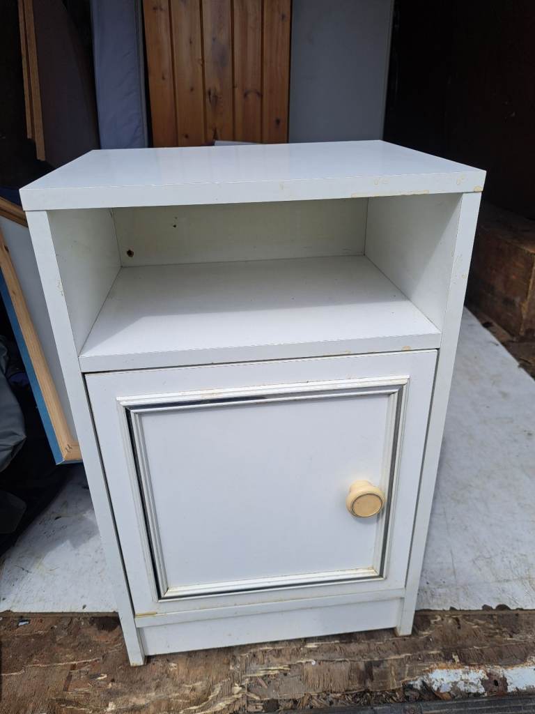 image for white wood beside cabinet with shelve and cupboard at the bottom
