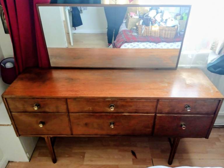 Vintage Wooden Dresser with Mirror