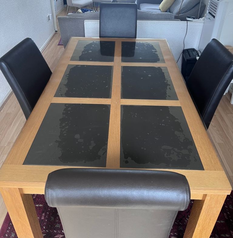 4 brown leather dining chairs ONLY 