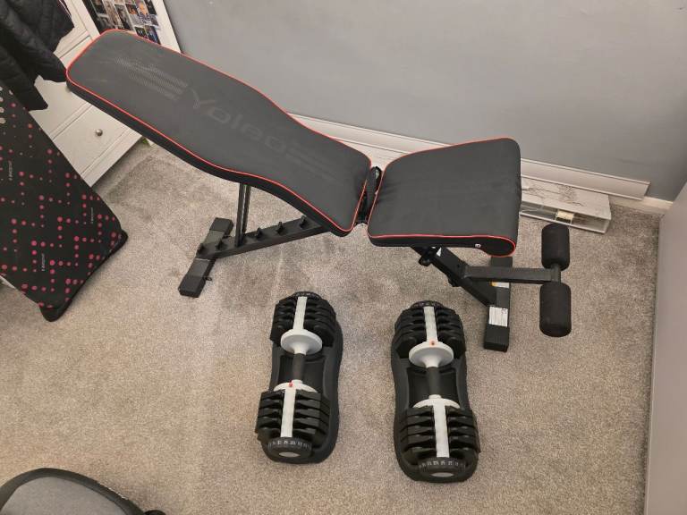 Adjustable weights and weight bench 25kg each weight 