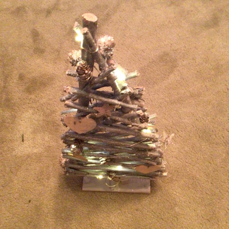 Battery operated light up wooden Christmas tree