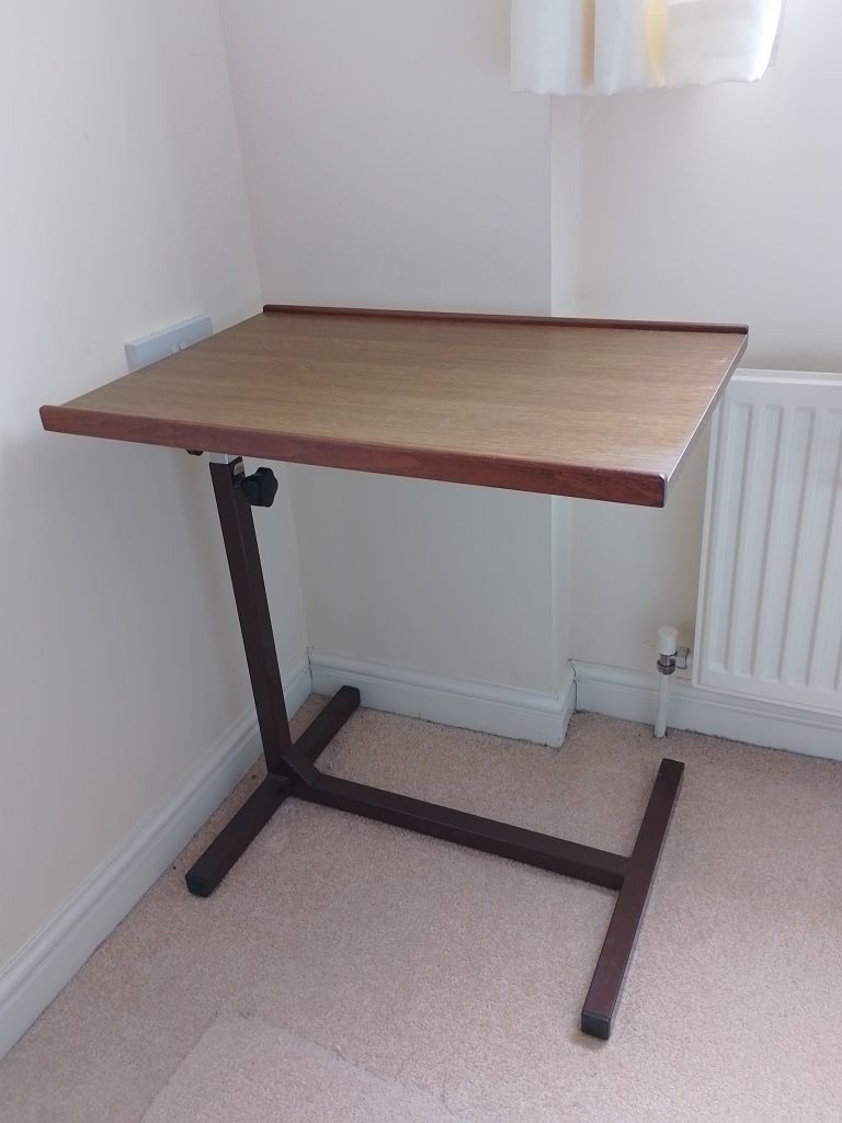 Adjustable table for bedside or chair (mobility aid)