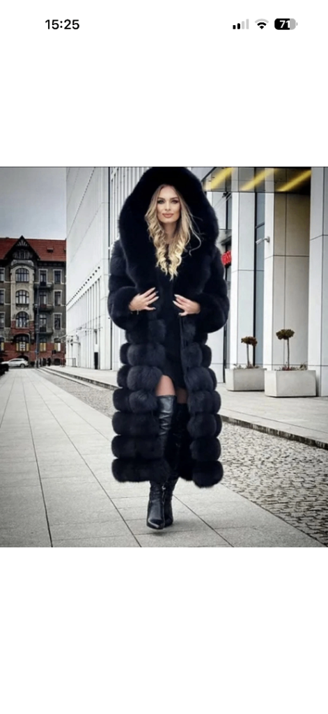New without tags Black real fox fur hoodie coat 2 in 1