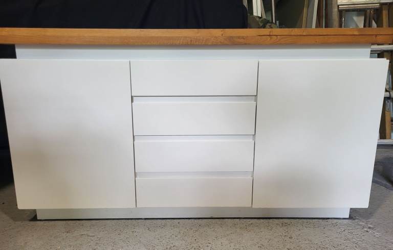 Large white sideboard with solid wood top