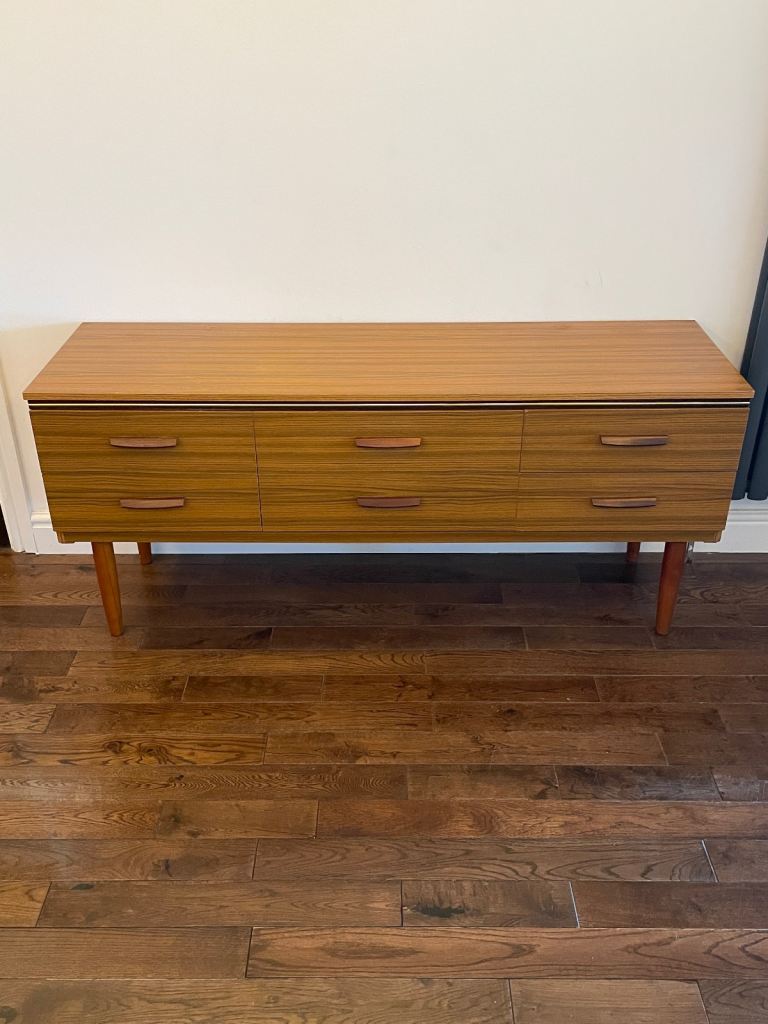 Mid Century Modern Teak Sideboard / 6-Drawer Dresser – Vintage MCM Style