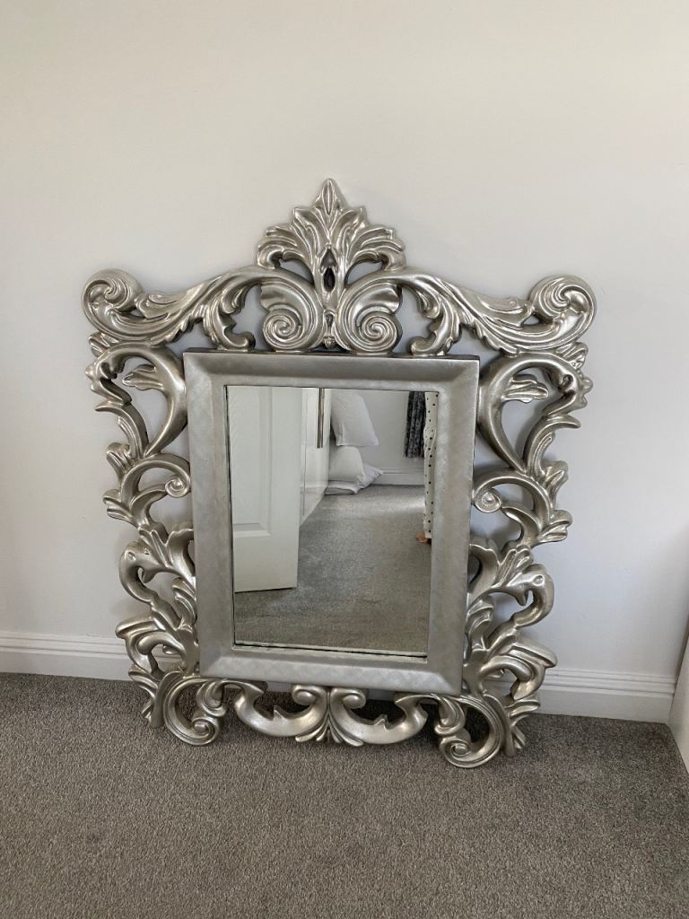 Decorative Silver Wall Mirror – Good Condition