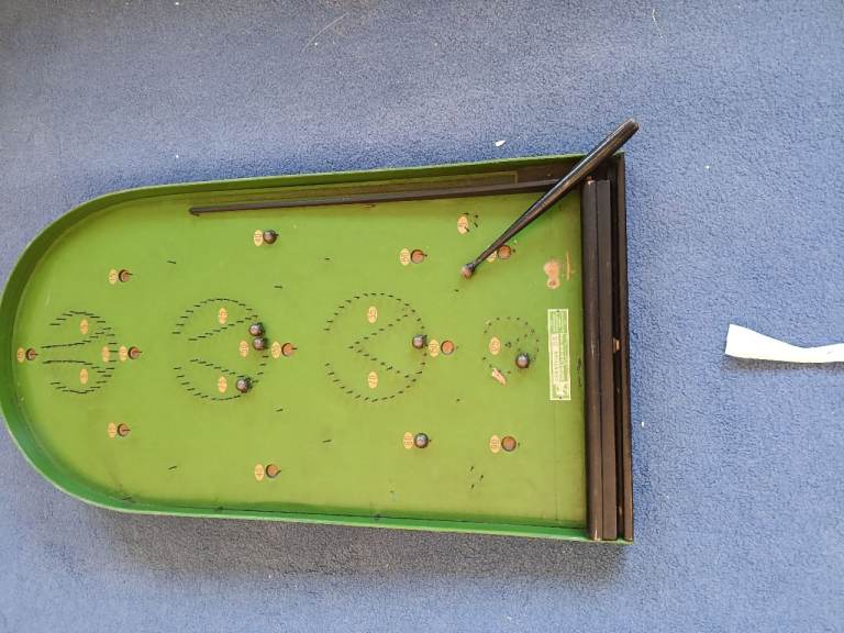 Vintage Harold Wightman Pinball Game - Green, Fair Condition