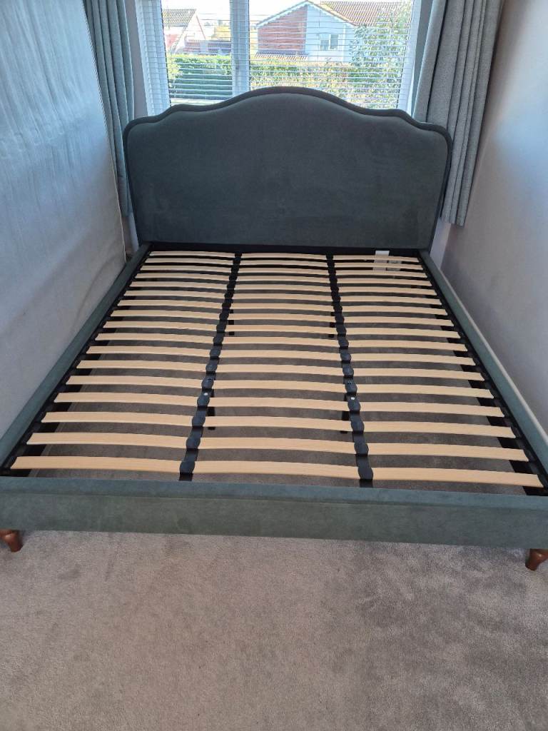Super king green velvet bed frame 