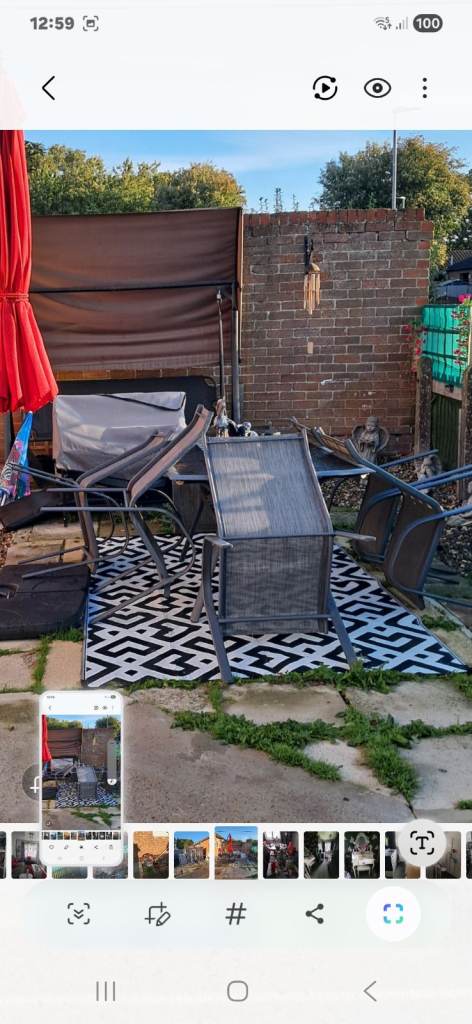 Garden Patio Table and Chairs Set – Grey, Fair Condition