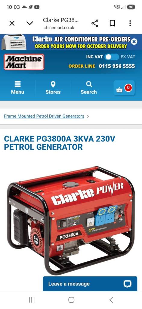 Clarke Petrol generator 