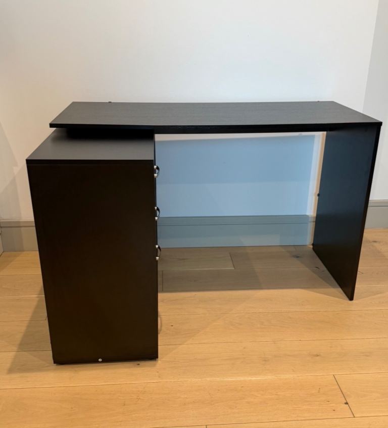 Black Wooden Desk with Storage –Perfect for Homes Office Desk. Chest of Drawers plus shelves