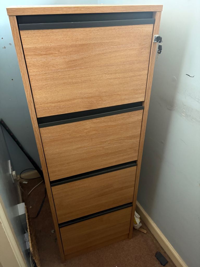 image for Wooden 4 Draw Filing Cabinet
