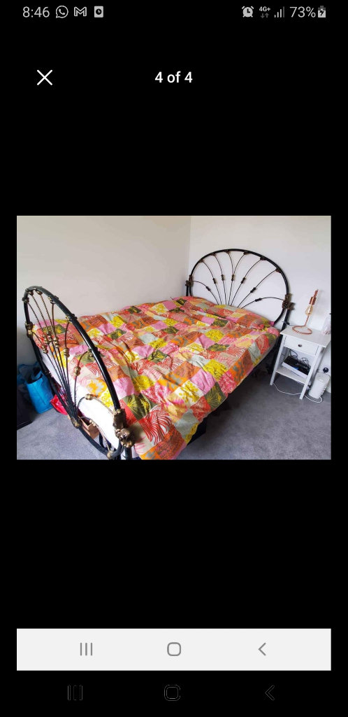 Victorian style cast iron metal King size bed frame 