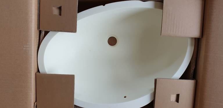 Hanex corian under mount counter bowl basin oval sink Ivory