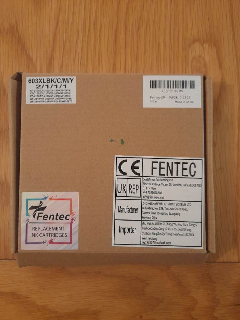 Printer ink.  Fentec 603 XL ink cartridges. 6 unopened cartridges. 