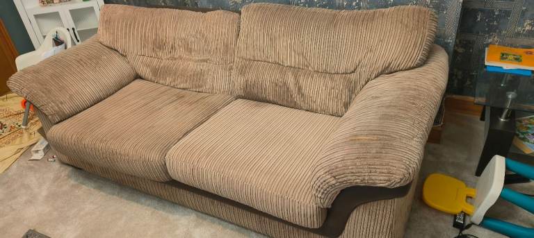 Fabric sofa 3 seater with footstool 