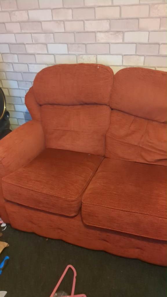 Red Fabric Sofa and Armchair Set