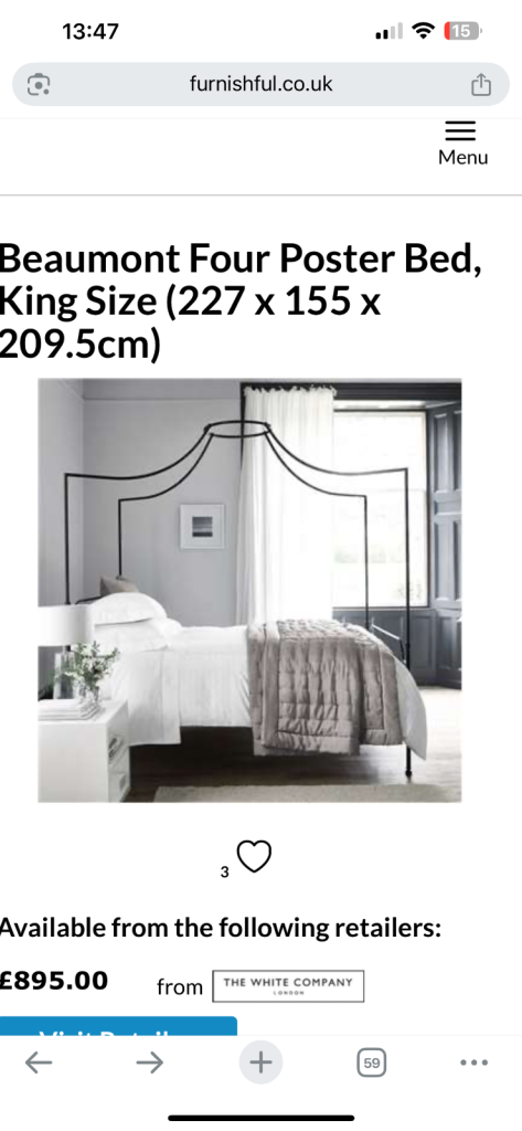 Beautiful Beaufort White Company Metal Four Poster Bed