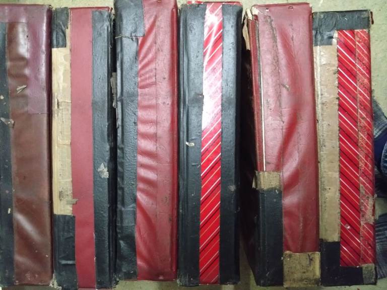 6 used vintage cassette storage cases 