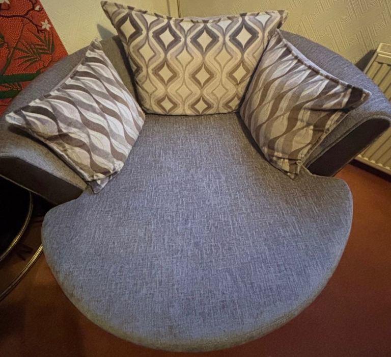 Cuddle spinning chair with foot rest stool