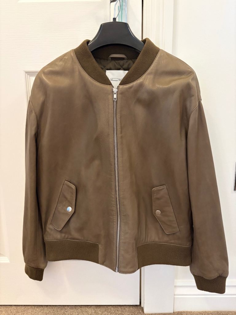 American Vintage Brown Leather Bomber Jacket - Ladies Size S/10, NEW