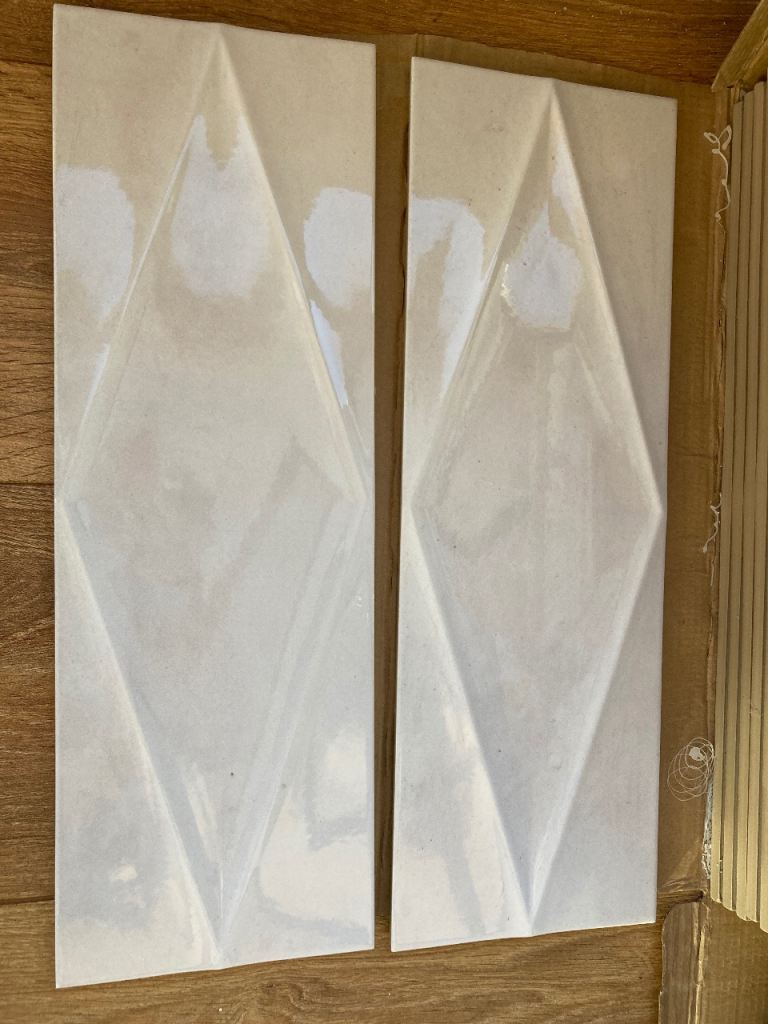 Zellige Antique White Diamond Decor Gloss Porcelain Tiles (kitchen or bathroom) x16