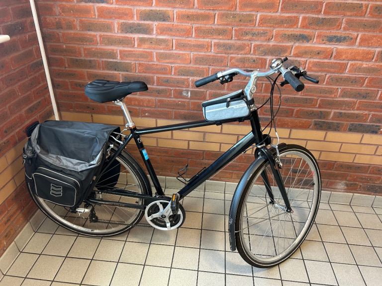 Mens Raleigh City Bike with Panniers and Handlebar Bag – Good Condition