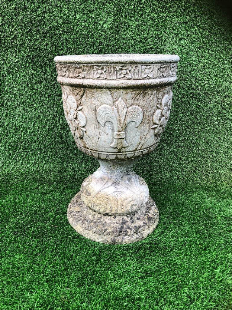 vintage concrete urn planter  