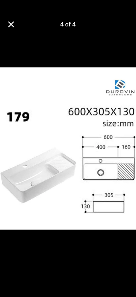 Durovin White Gloss Bathroom Sink (Can be countertop/wall mounted)