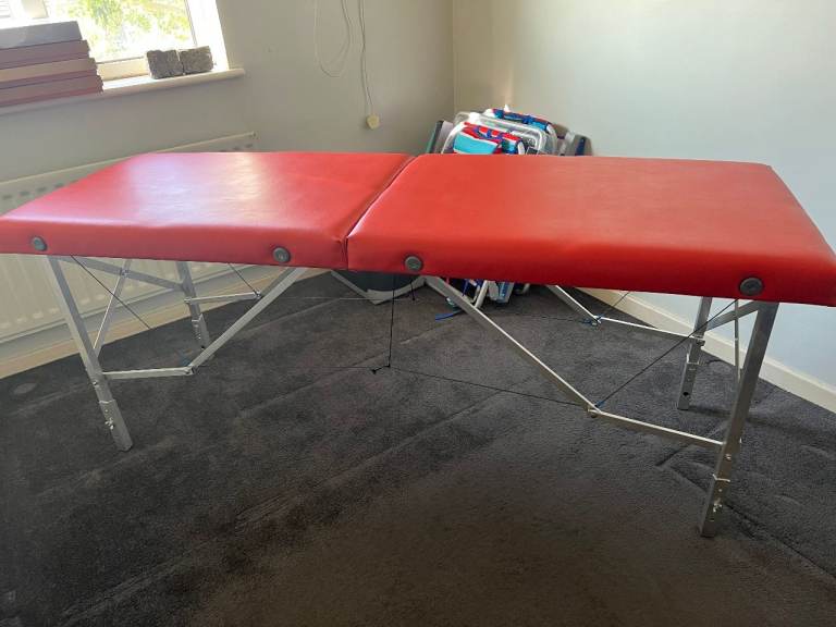 Portable Red Aluminum Massage / Beauty Table - Good Condition