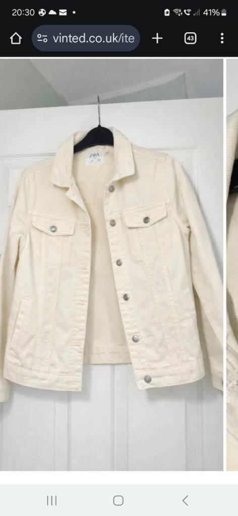 Zara off white denim jacket Size 10