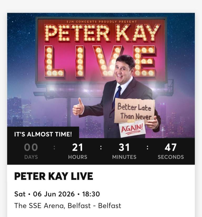 Two Peter kay tickets face value