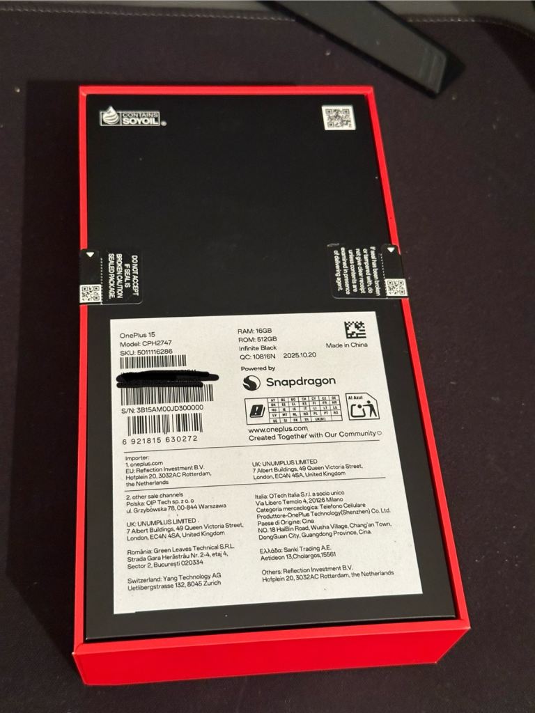 OnePlus 15 – Infinite Black, 16GB RAM, 512G Storage 