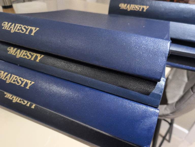 Royal family majesty magazines, plus hardback folders dating back to 1980's