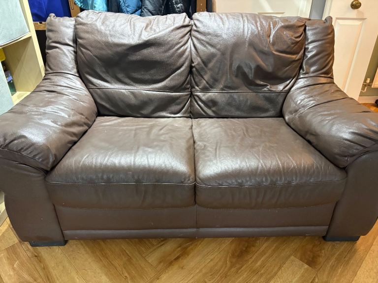 Brown leather sofa
