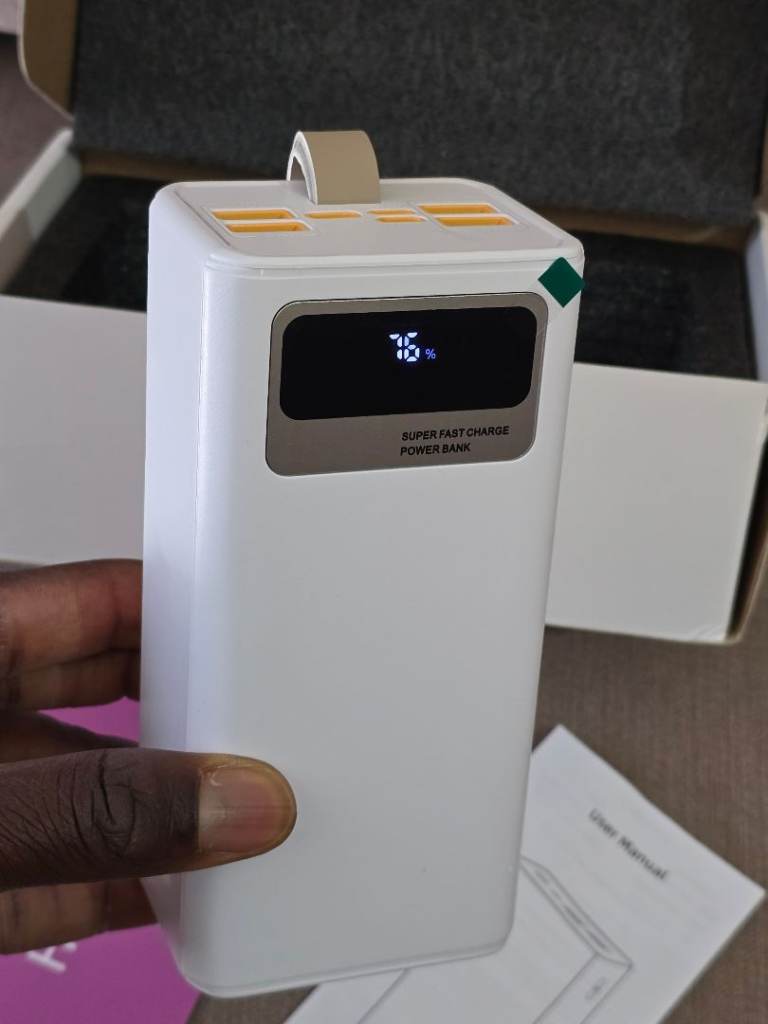 100,000mAh Power Bank 120W Fast Charging, With 3-Mode Flashlight. White