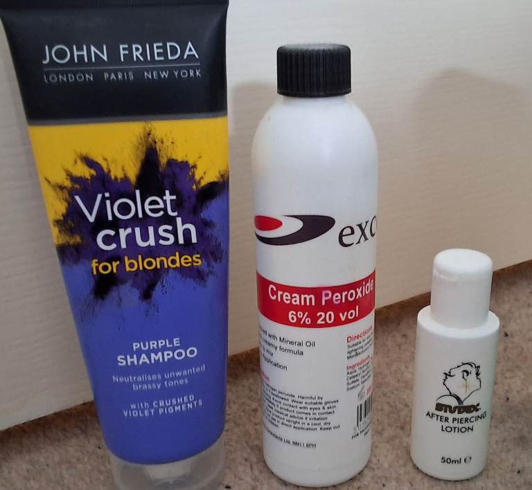 Shampoo, after piercing lotion, cream peroxide