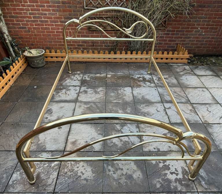 Gorgeous J B Bross / And So To Bed Vintage Art Deco Brass King Bed Frame / Surround 