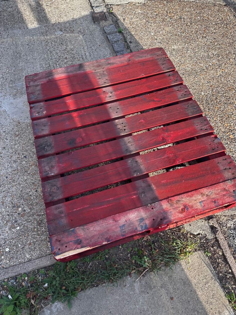 Red Painted Wooden Pallet