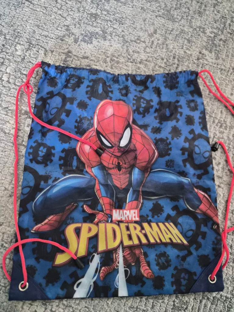 Marvel Spider-Man Drawstring Bag – Blue, Good Condition