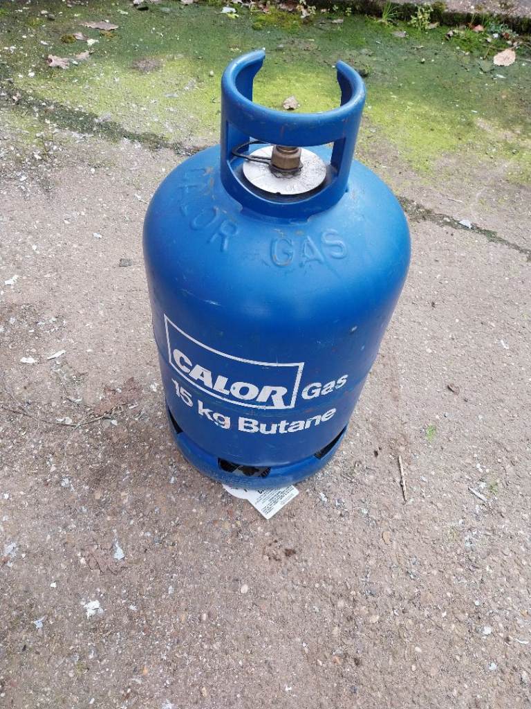 Butane gas bottle half full 