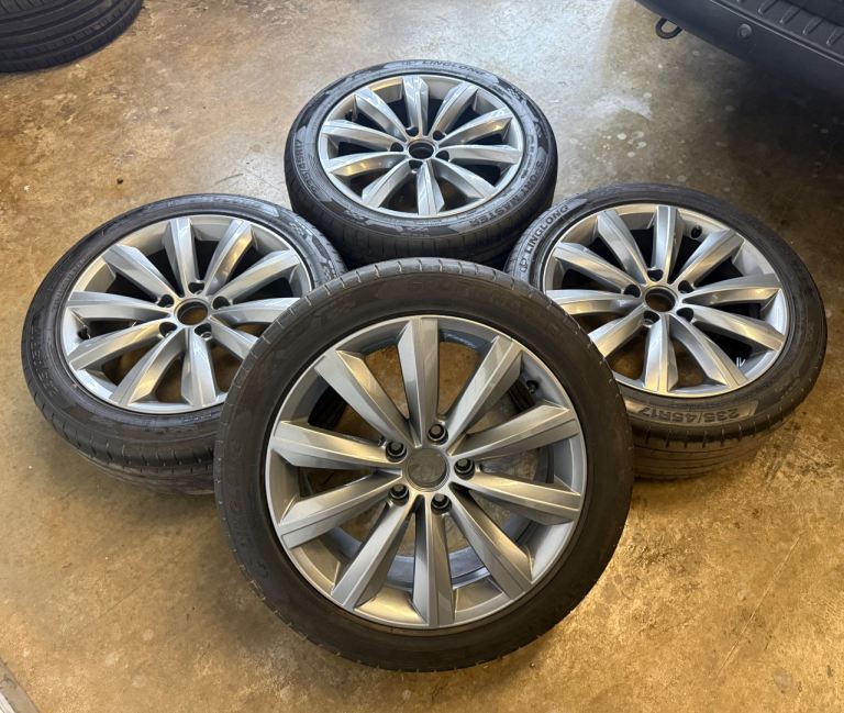 REFURBISHED GENUINE VW 17” 5x112 ALLOY WHEELS + TYRES VW CADDY GOLF SEAT SKODA  