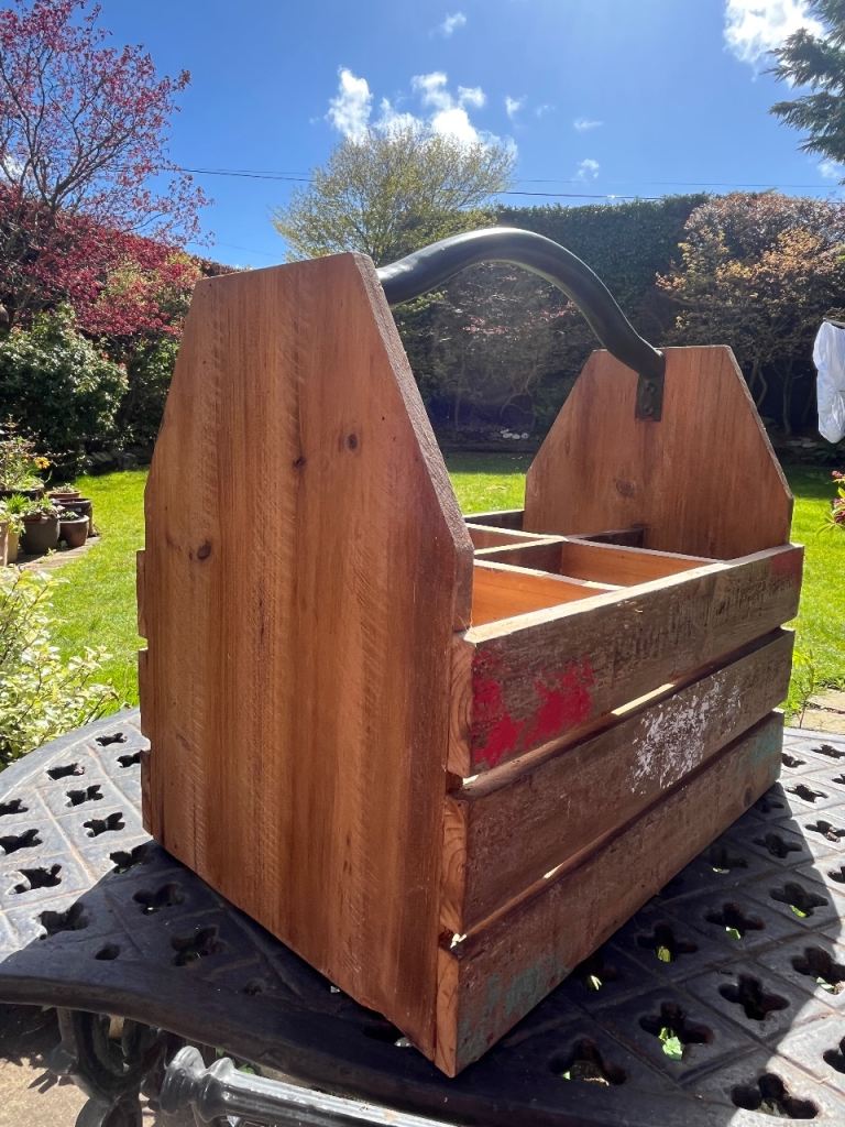 Wooden wine bottle carrier holder shabby chic 