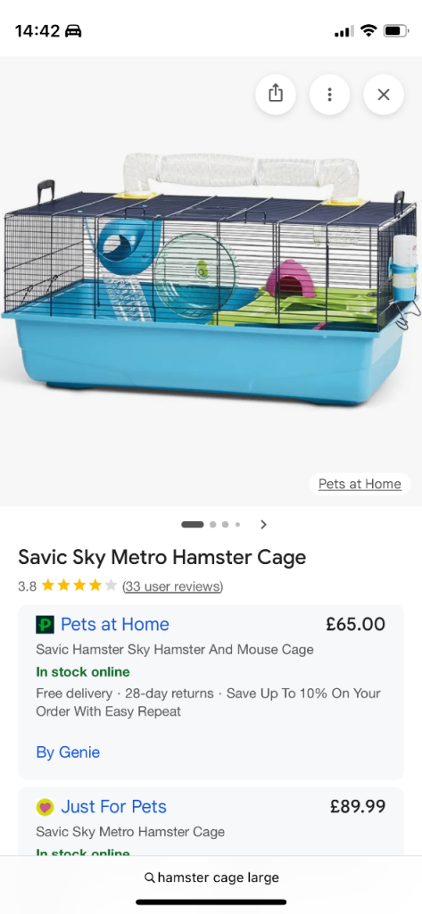 Like new hamster cage and everything else you need. 