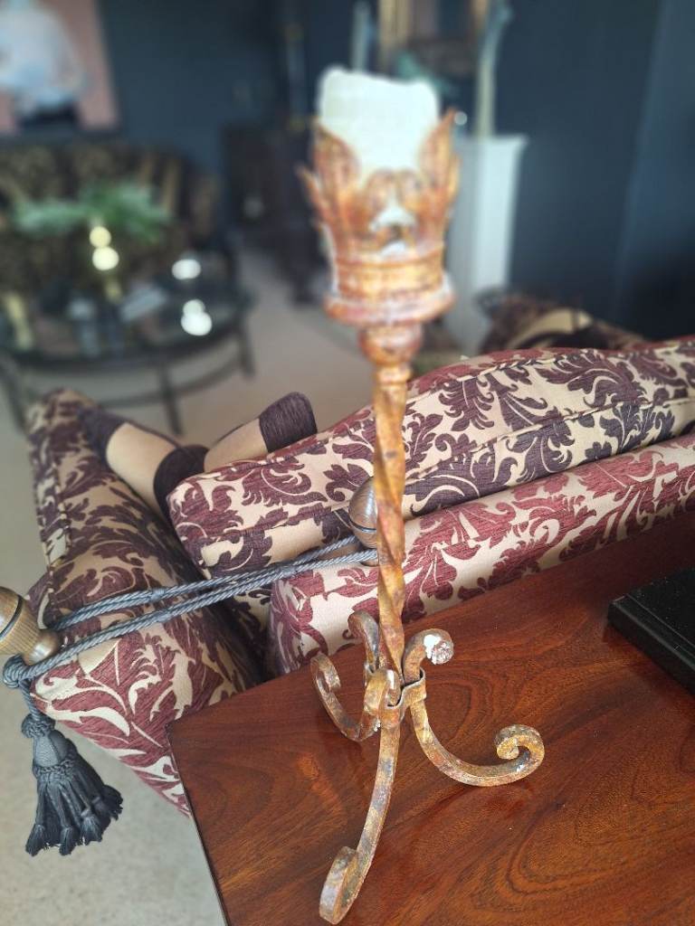 Metal candlestick, antique gold
