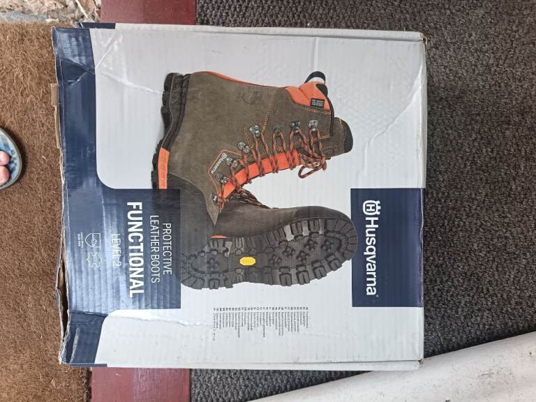 Husqvarna Functional Protective Leather Boots Level 2 – New, Brown/Orange