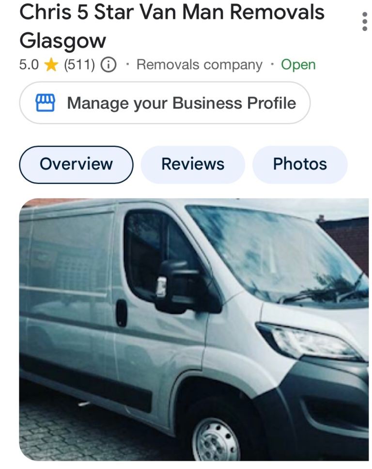 Chris 5⭐ Glasgow LEZ Van Man — 500 x 5 Star Google Reviews — House Moves, Man & Van