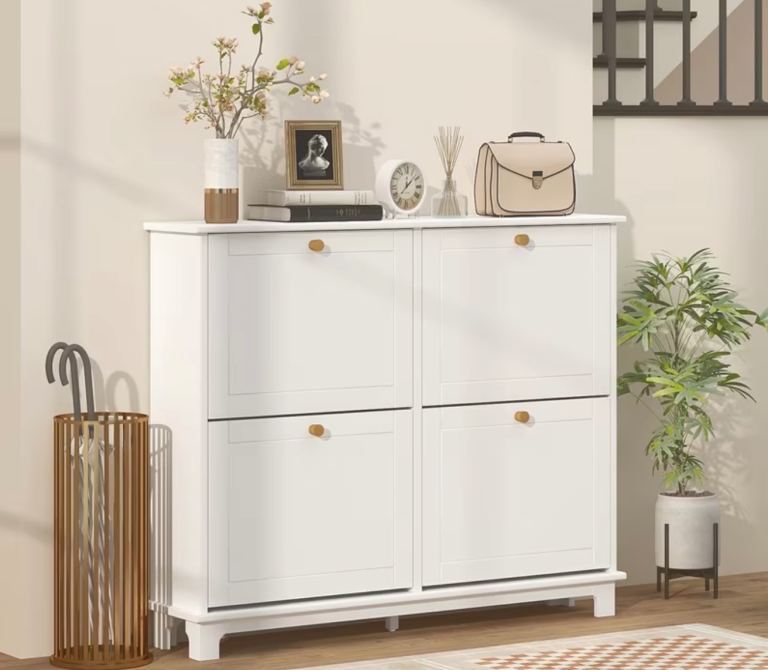 Brand new white shoe cabinet in box 