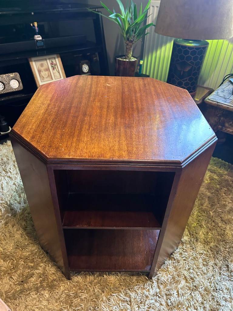 large Art Deco Octangle Mahogany Table / Bookcase / display table. .