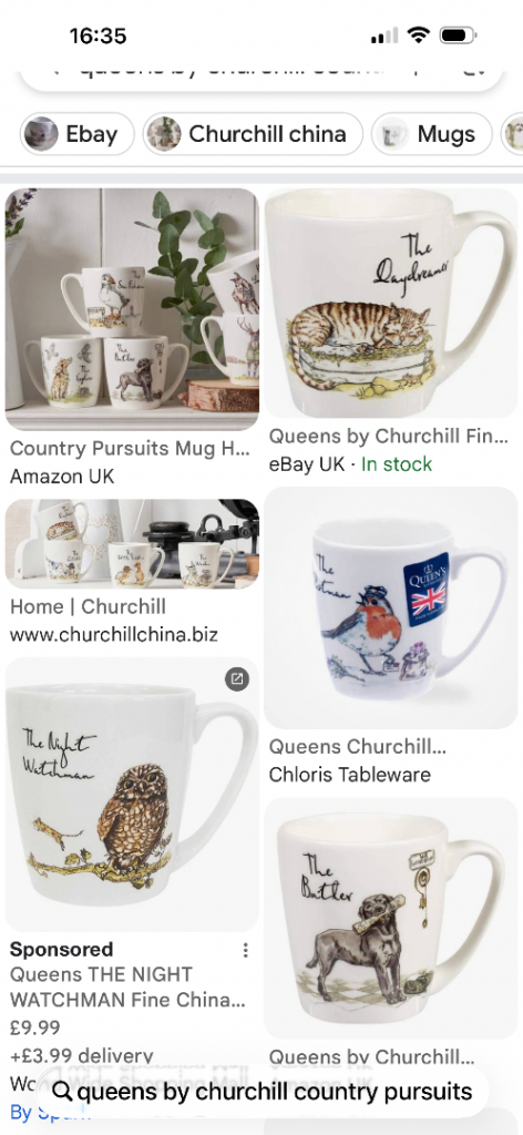 Queens by Churchill 'The Daydreamer' Country Pursuits Ceramic Mug, NEW